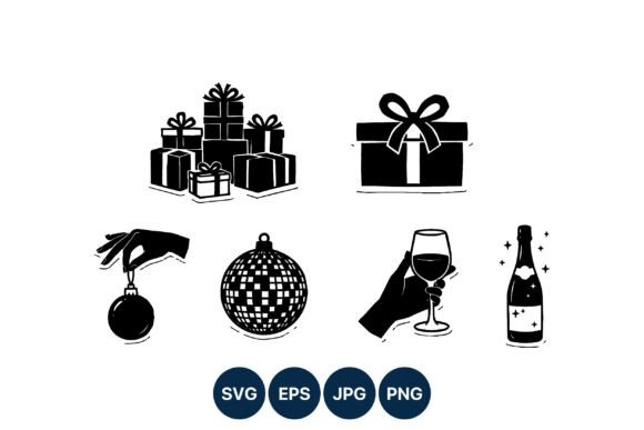 Black and White Gift Boxes Ornaments: A Versatile Graphic