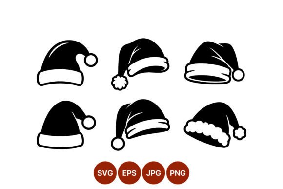 Black White Santa Hat Icons: Festive Graphics for Local Brands