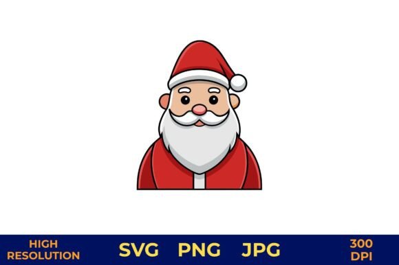 Cartoon Santa Claus Face Vector Art for Creative Graphics