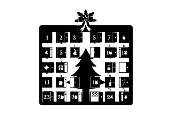 Christmas Advent Calendar with Tree Silh: A Versatile Graphic for Holiday Creations