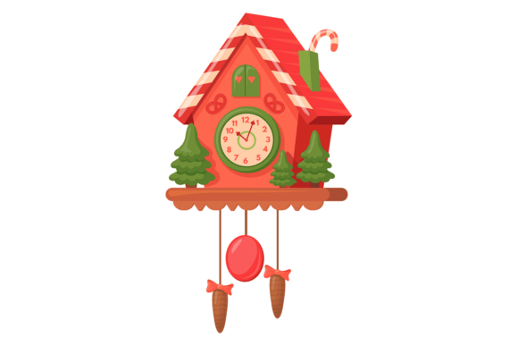 Christmas Clock Vintage Holiday Decor Graphics
