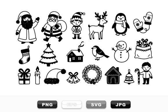 Christmas Holiday Silhouette Set: A Playful Graphics Asset