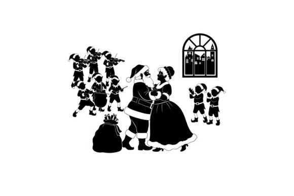 Christmas Silhouette of Santa and Mrs Cl: A Versatile Graphic for Holiday Projects