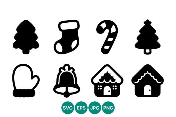Christmas Tree Stocking Icons Set for Festive Branding
