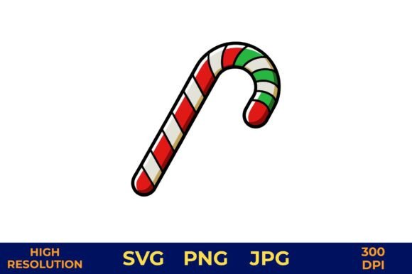Classic Red and Green Striped Candy Cane: A Festive Graphic for Branding
