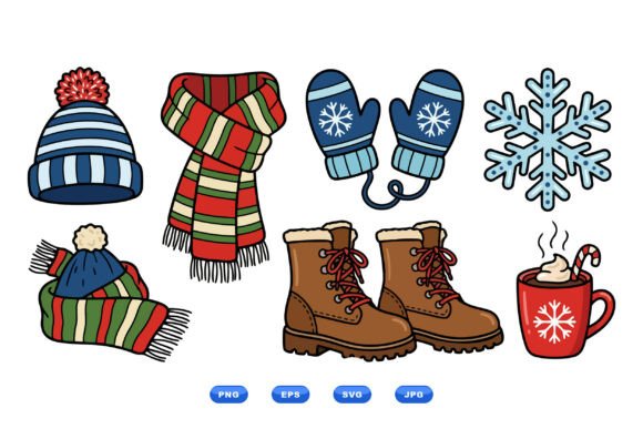 Cozy Winter Fashion Clipart Set: Perfect for Seasonal Graphics