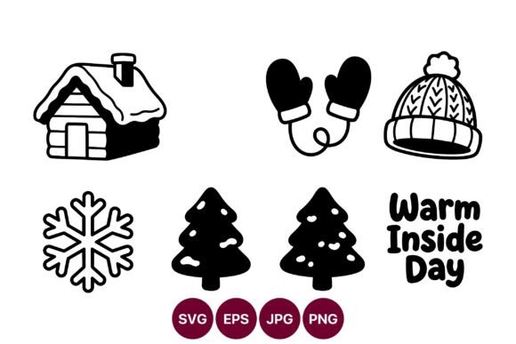 Cozy Winter Line Art: A Versatile Graphics Illustration