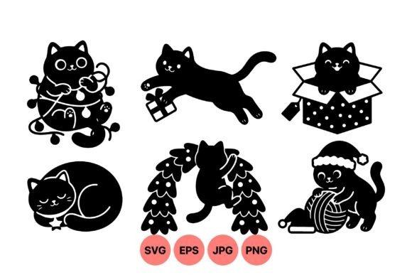 Cute Cat Holiday Clipart Set: A Charming Graphics Addition