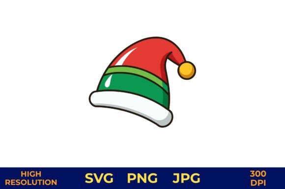 Festive Holiday Elf Hat with Jingle Bell Vector