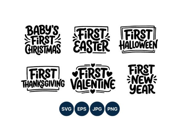 First Holiday Handwritten Phrase Set: A Versatile Graphics Tool