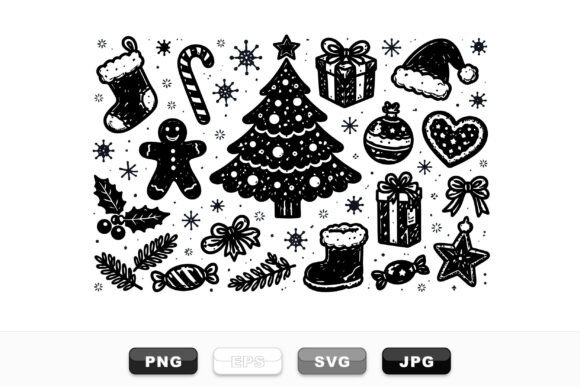 Hand Drawn Christmas Doodle Set: Festive Graphics for Creators