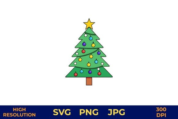 Holiday Tree with Colorful Ornaments: A Festive Graphics Illustration