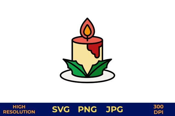 Lit Candle with Flame on Leaf Base: A Versatile Graphics Illustration