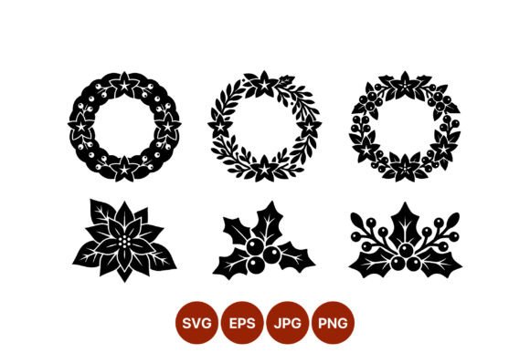 Poinsettia and Holly Wreath Vector: A Must-Have for Holiday Graphics