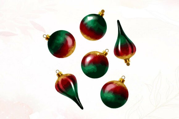 Watercolor Christmas Baubles with Gold: A Versatile Graphics Asset