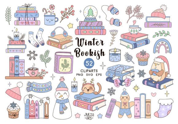 Winter Books Clipart: A Versatile Graphic for Creative Projects