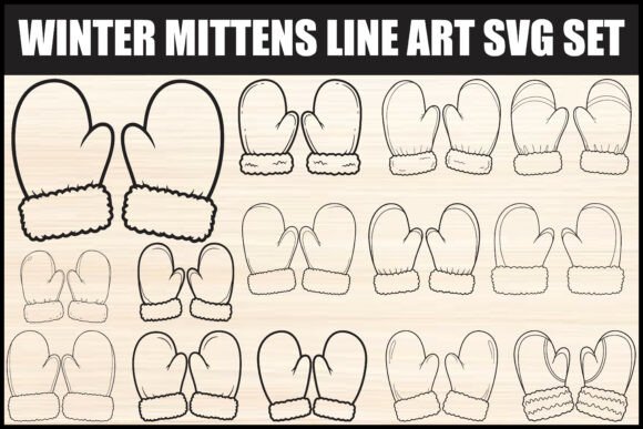 Winter Mittens Line Art Svg Set: A Cozy Embroidery Must-Have