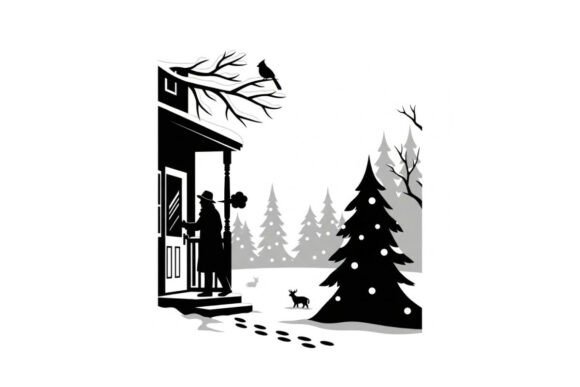 Winter Scene Silhouette: Versatile Graphics for Local Brands