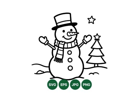Winter Snowman Line Art Svg: A Perfect Graphics Illustration